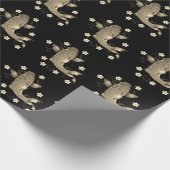 コイ魚オリエンタルブラックと金ゴールドフローラ エレガント ラッピングペーパー (角)