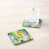 コイ魚カラフル水彩画 コースター (右側)