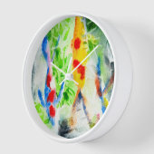 コイ魚カラフル水彩画 壁時計 (傾斜)