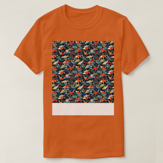 コイ魚シームレスパタ日本のーンpアジア中国の tシャツ (デザイン正面)
