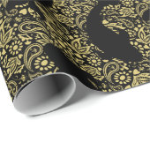 コイ魚スタイリッシュ黒と金ゴールド設計者 ラッピングペーパー (ロールコーナー)