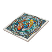 コイ魚ステンドグラス日本のアザンフィッシュ タイル (側面)