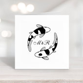 コイ魚日本ののモノグラ結婚ムのペア セルフインキングスタンプ