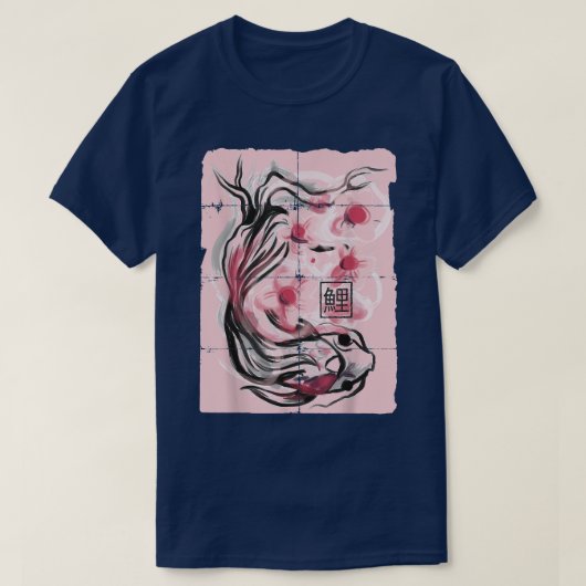 コイ魚日本の桜さくらんぼブロッサムグラフィック Tシャツ (デザイン正面)