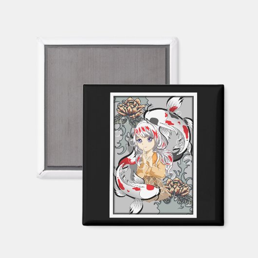 コイ魚日本の美アニメオタクガール マグネット (正面/裏面)