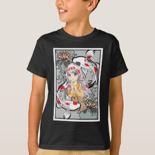 コイ魚日本の美アニメオタクガール Tシャツ