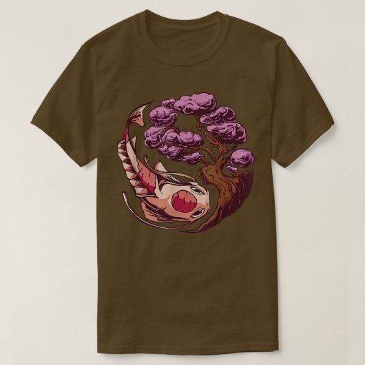 コイ魚桜日本の術 Tシャツ (デザイン正面)