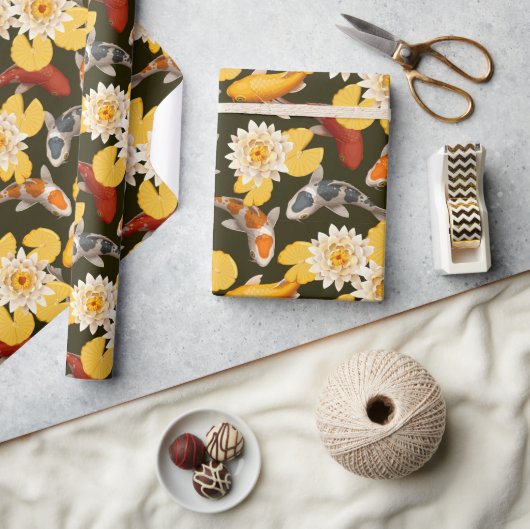 コイ魚池 ラッピングペーパー (クラフト)