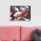 コイ魚池、抽象芸術、油絵プリント キャンバスプリント (インサイチュ (リビング))