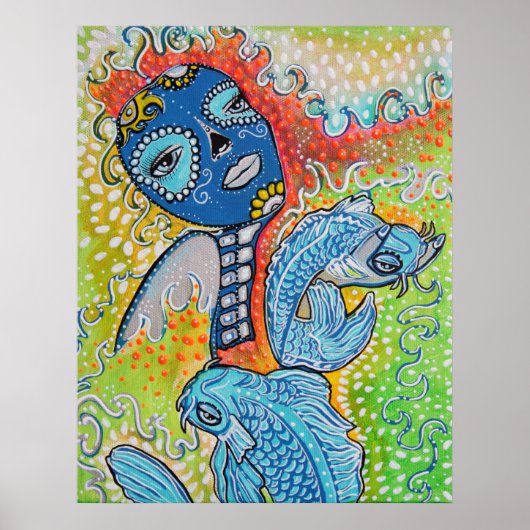 コイ魚砂糖スカルポスター ポスター (正面)