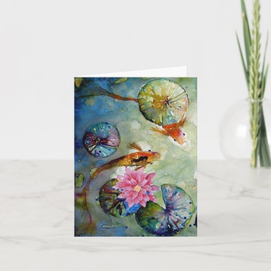 コイ魚空白のグリーティングカード サンキューカード (正面)