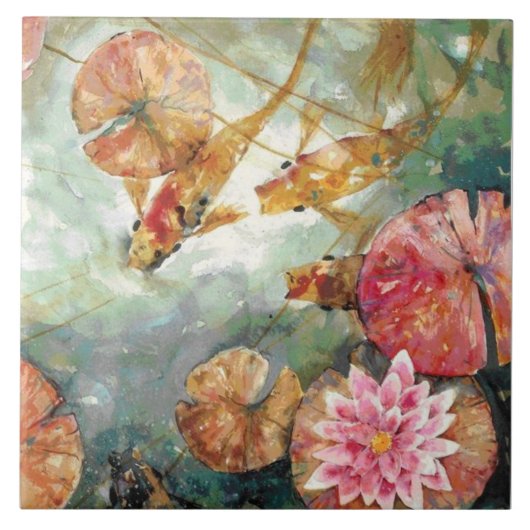 コイ魚陶磁器キッチンタイル タイル (正面)