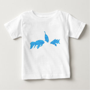 コイ魚青テープ抽象芸術tシャツ ベビーTシャツ