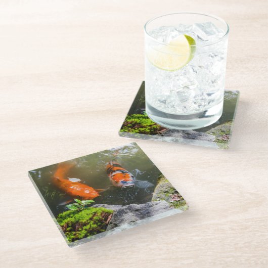 コイ魚 ガラスコースター (アングル)