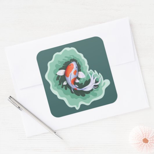 コイ魚 スクエアシール (封筒)