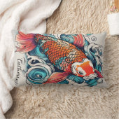 コイ魚、美日本のしい鯉パーソナライズされた、 ランバークッション (ブランケット)
