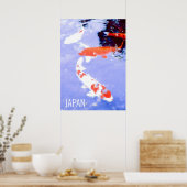 コイ魚in池日本旅行プリント ポスター (キッチン)