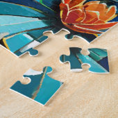 コイ鮮やかと美しい花の水中競技シーン ジグソーパズル (側面)