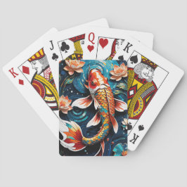 コイ鮮やかと美しい花の水中競技シーン トランプ