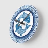 コイ鯉のチャイノアイセリーブルー ラウンド壁時計 (傾斜)