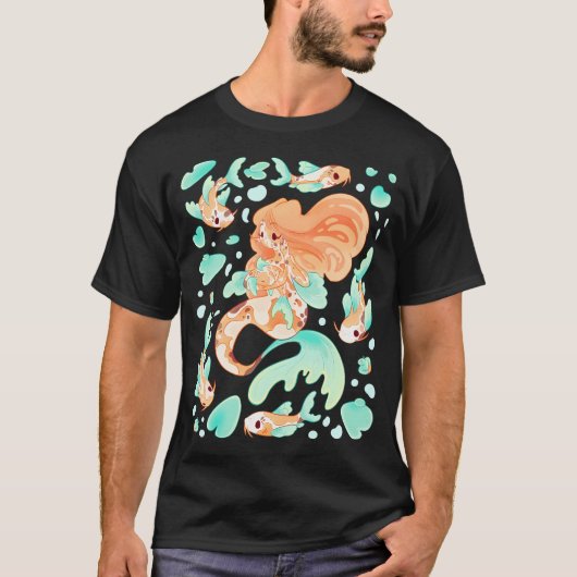 コイ鯉人魚イラスト Tシャツ (正面)