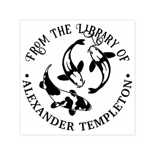 コイ カルピス 魚 図書館 本の名前 セルフインキングスタンプ (デザイン)