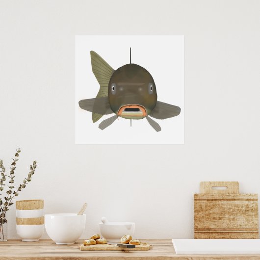 コイ – 魚の頭 ポスター (キッチン)