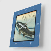 コイ（鯉） – 広重の魚日本のプリント スクエア壁時計 (傾斜)