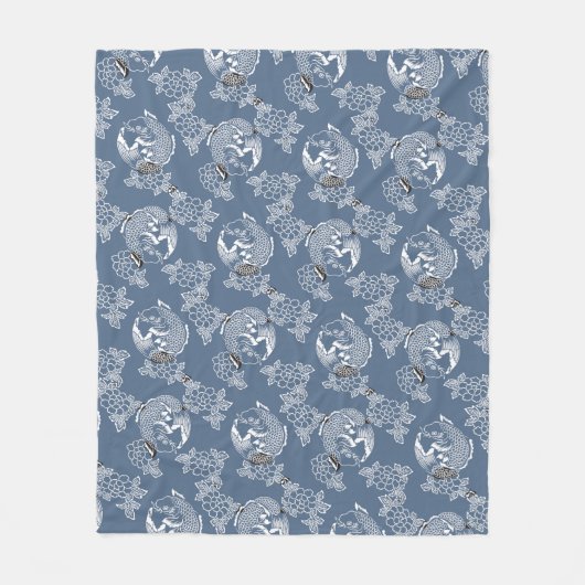 コイ(鯉)、Tattoo日本のデザイン フリースブランケット (正面)