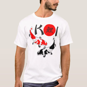 コイ- Nishikigoi Bekkoの白く赤い黒1のTシャツ Tシャツ