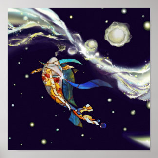 コイin Universe Glass Designerインテリアポスター ポスター