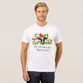 コウィーおもしろいクリスマスサンタ牛 Tシャツ (正面フル)