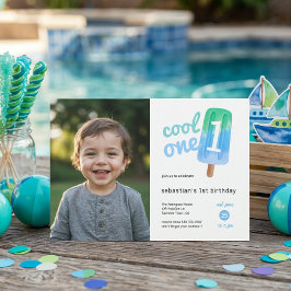 コウイチロウ 誕生日おめでとう アイスキャンディーの男の子 1歳の誕生日 招待状