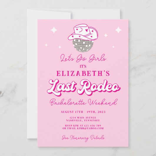 コウガール ラスト ロデオ バチェロレッテ パーティー 招待状 (正面)