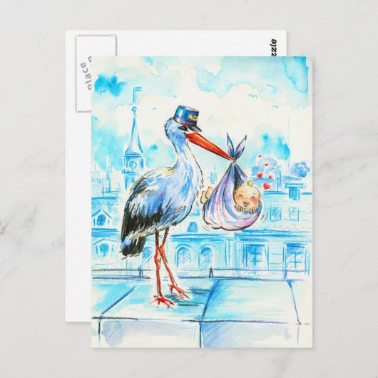 コウテイハトと赤ちゃん ポストカード (正面/裏面)