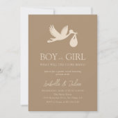 コウテイハト 赤ちゃん出産 男の子？女の子？ 性別発表 招待状 (正面)