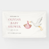 コウテイバンザイ ピンクの女の子 ベイビーシャワー ウェルカム 横断幕 (横)