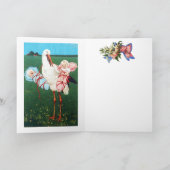 コウテイペアのベイビーシャワー、ピンク、ターコイズブルー サンキューカード (内部)