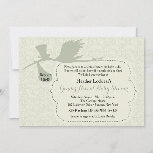 コウテイペンギンがやってくる！性別発表ベビーシャワー 招待状 (正面)