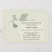 コウテイペンギンがやってくる！性別発表ベビーシャワー 招待状 (正面/裏面)