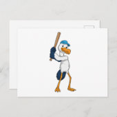 コウテイペンギンが野球のバットを持って野球をプレイ ポストカード (正面/裏面)