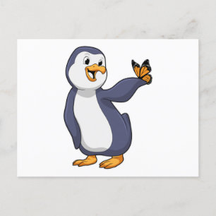 コウテイペンギンとチョウ ポストカード