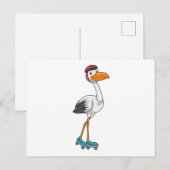 コウテイペンギン インラインスケーター ローラースケート付き ポストカード (正面/裏面)