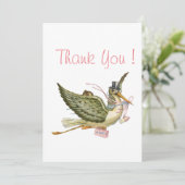 コウテイペンギン 赤ちゃんの女の子のシャワー ピンク 白 招待状 (スタンド正面)