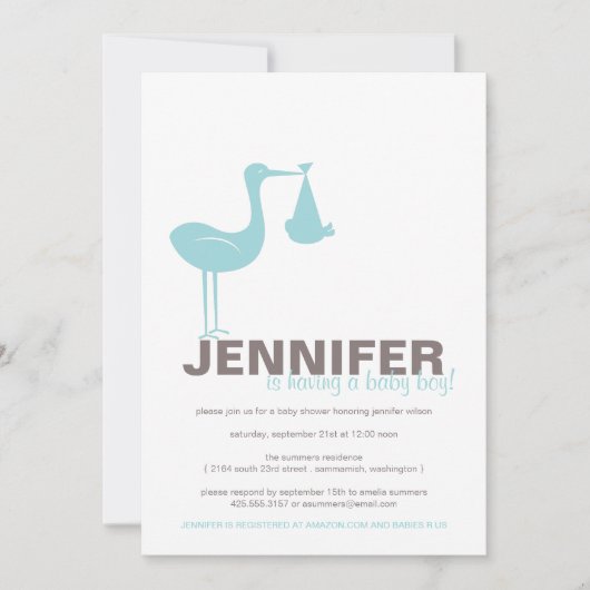 コウテイペンギーのベイビーシャワー招待状 招待状 (正面)