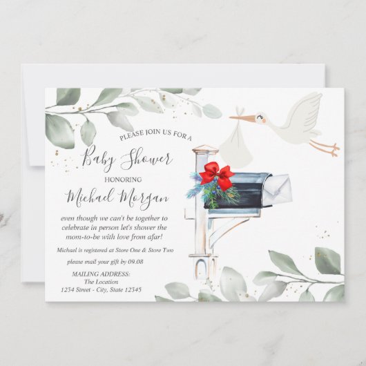 コウテイボックス ベイビーシャワー メール便 招待状 (正面)