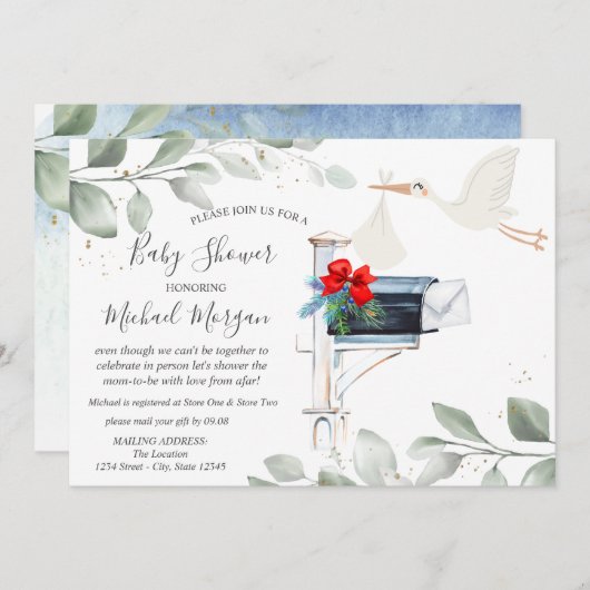 コウテイボックス ベイビーシャワー メール便 招待状 (正面/裏面)