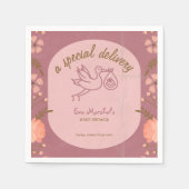 コウテンチョウが赤ちゃんを運ぶ - ベビーシャワー スタンダードカクテルナプキン (正面)