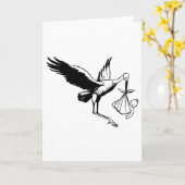 コウテンチョウが赤ちゃんを運んでいます ヴィンテージスタイル おめでとうございます カード (黄色い花)