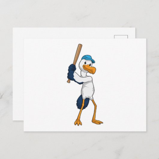コウテンチョウが野球でバットを振る ポストカード (正面/裏面)